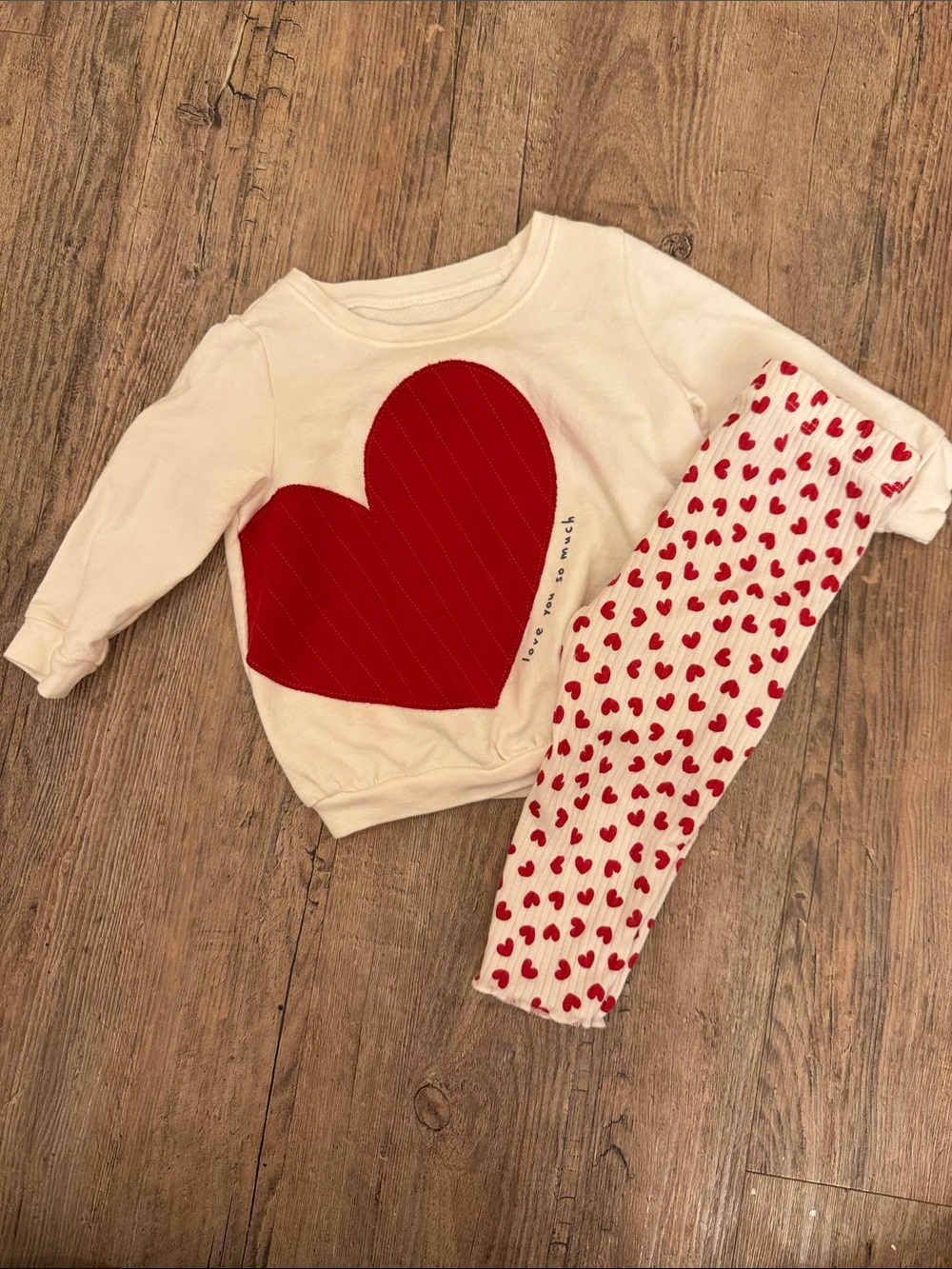 Carter's Cream and Red Heart Matching Set